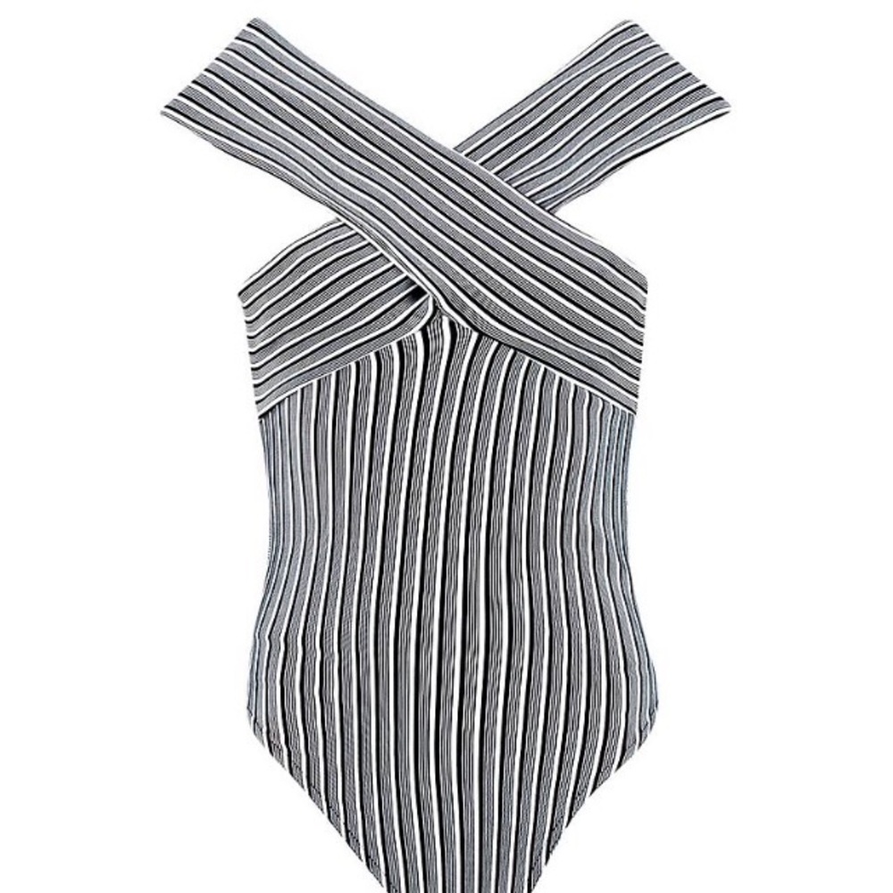 Boohoo Roxy Stripe Cross Front Bodysuit