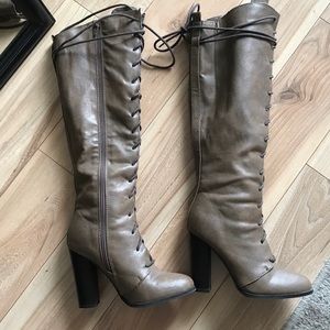 Knee high lace up boots