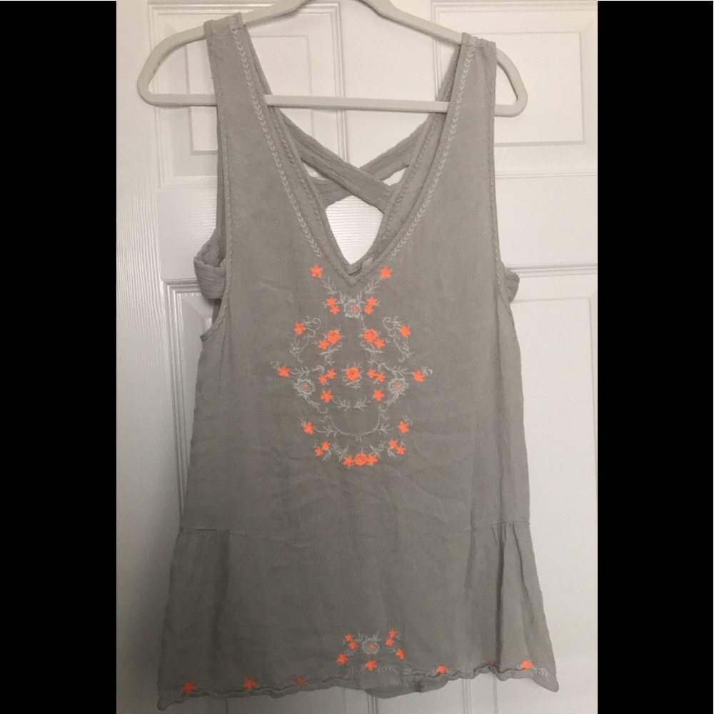 Free People Embroidered Sleeveless tunic