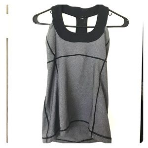 Lululemon Scoop Neck Tank Black and Gray Striped