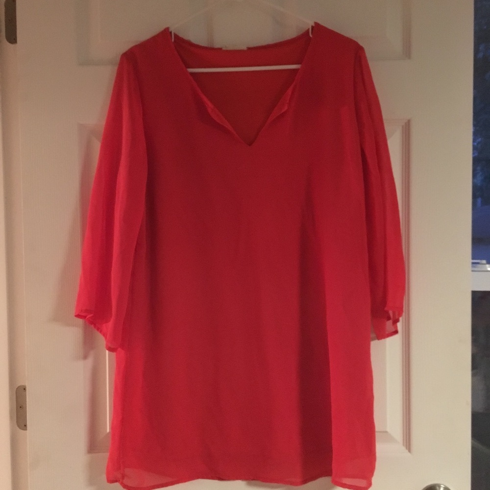 Honey Punch Bright Coral/Red Tunic
