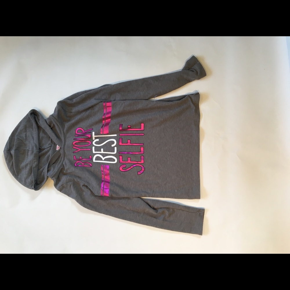 Girls grey long sleeve hooded tee