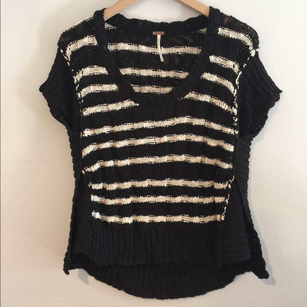 Free People Knit Short Sleeve Sweater