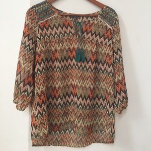 NWOT Tribal print, 3/4 sleeve Tunic Blouse