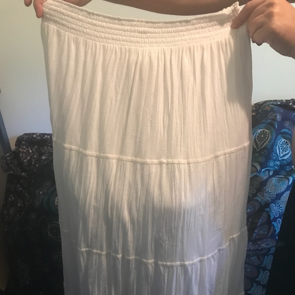 White jersey hippie maxi skirt
