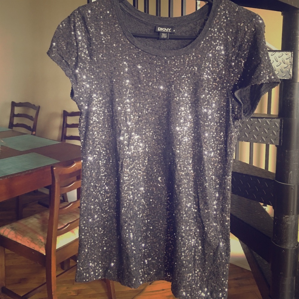 MOVING SALE -DKNY charcoal sparkle top