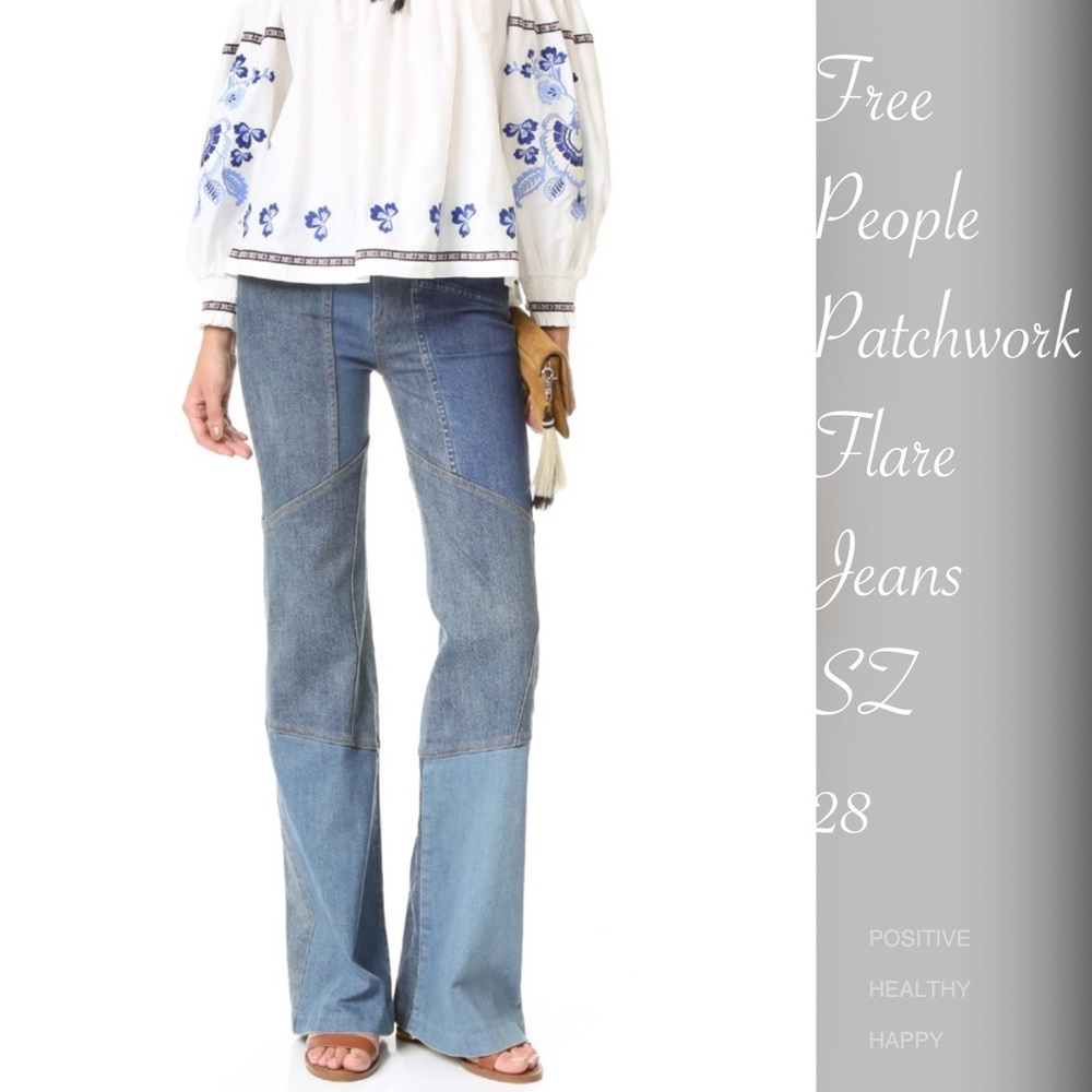 NWOT Free People Patchwork Denim Jeans