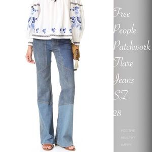 NWOT Free People Patchwork Denim Jeans