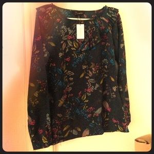 Banana Republic navy blue floral blouse XS NWT