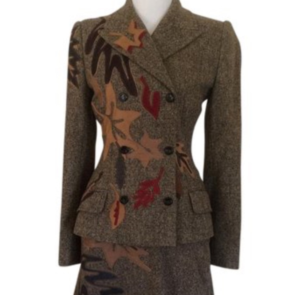 💫Dolce&Gabbana Brown Tweed Jacket & Skirt Suit