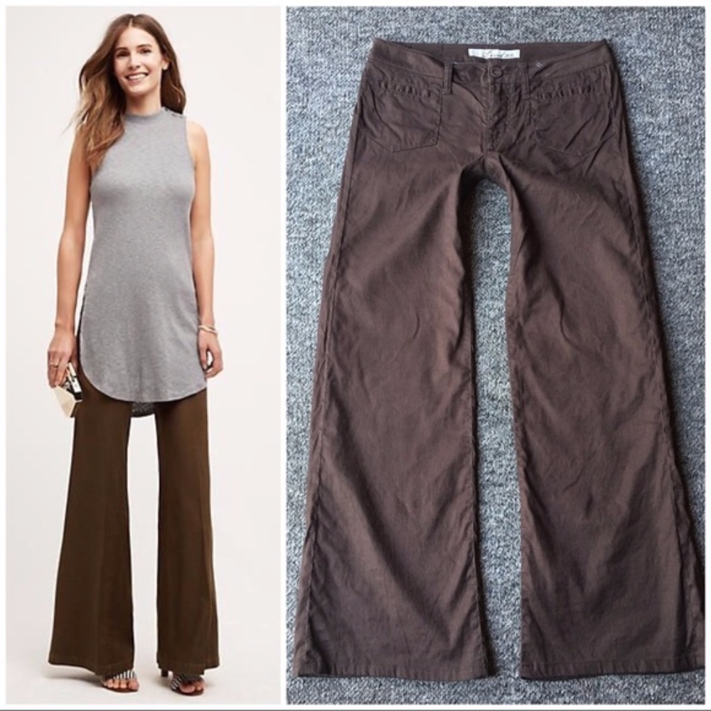 Anthropologie Level 99 Linen Blend Wide Leg Pants