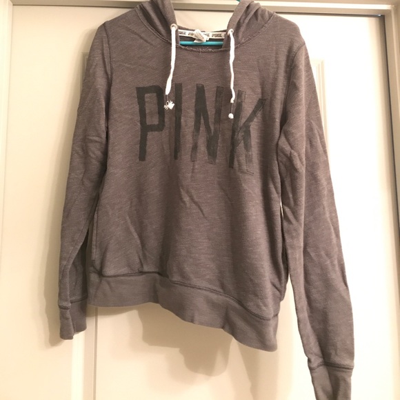 PINK Victoria's Secret Tops - Grey Victoria Secret PINK hooded sweatshirt! 👌🏽
