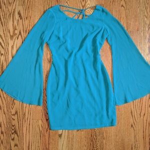 Beautiful blue flare sleeve dress!