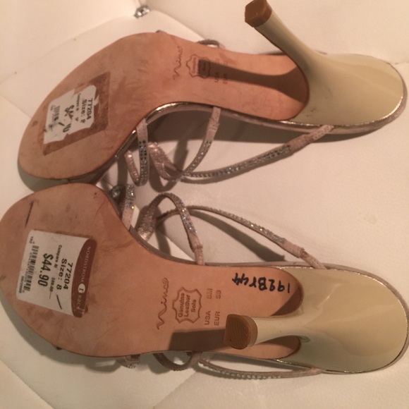 Taupe Satin Bling Slides, Comfortable & Elegant - Picture 5 of 5