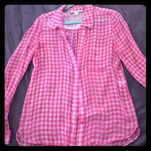 DVF sheer gingham button down