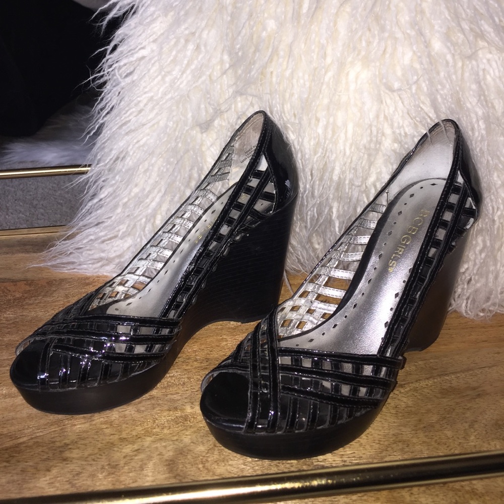 BCBG Girls black wedge