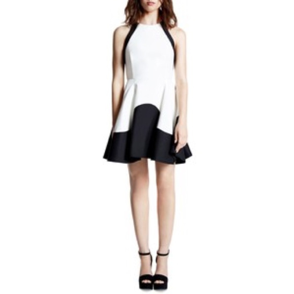 Halston Heritage Colorblock Faillè Dress