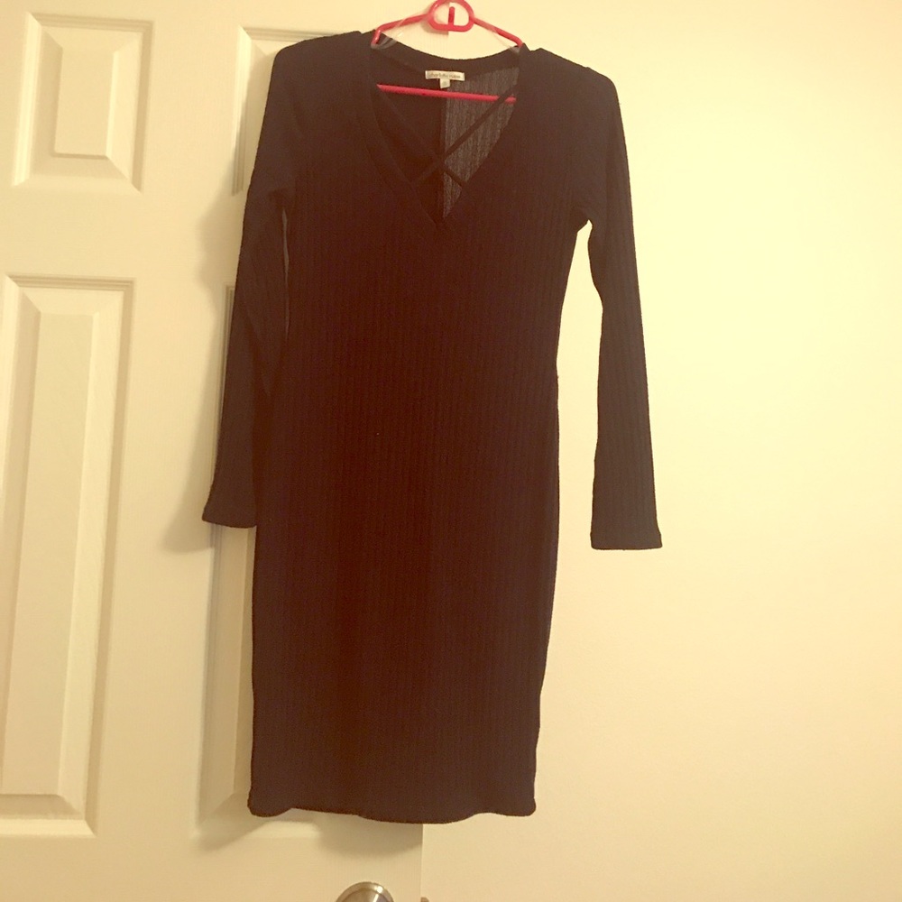 Navy Cross Neck Sweater Dress