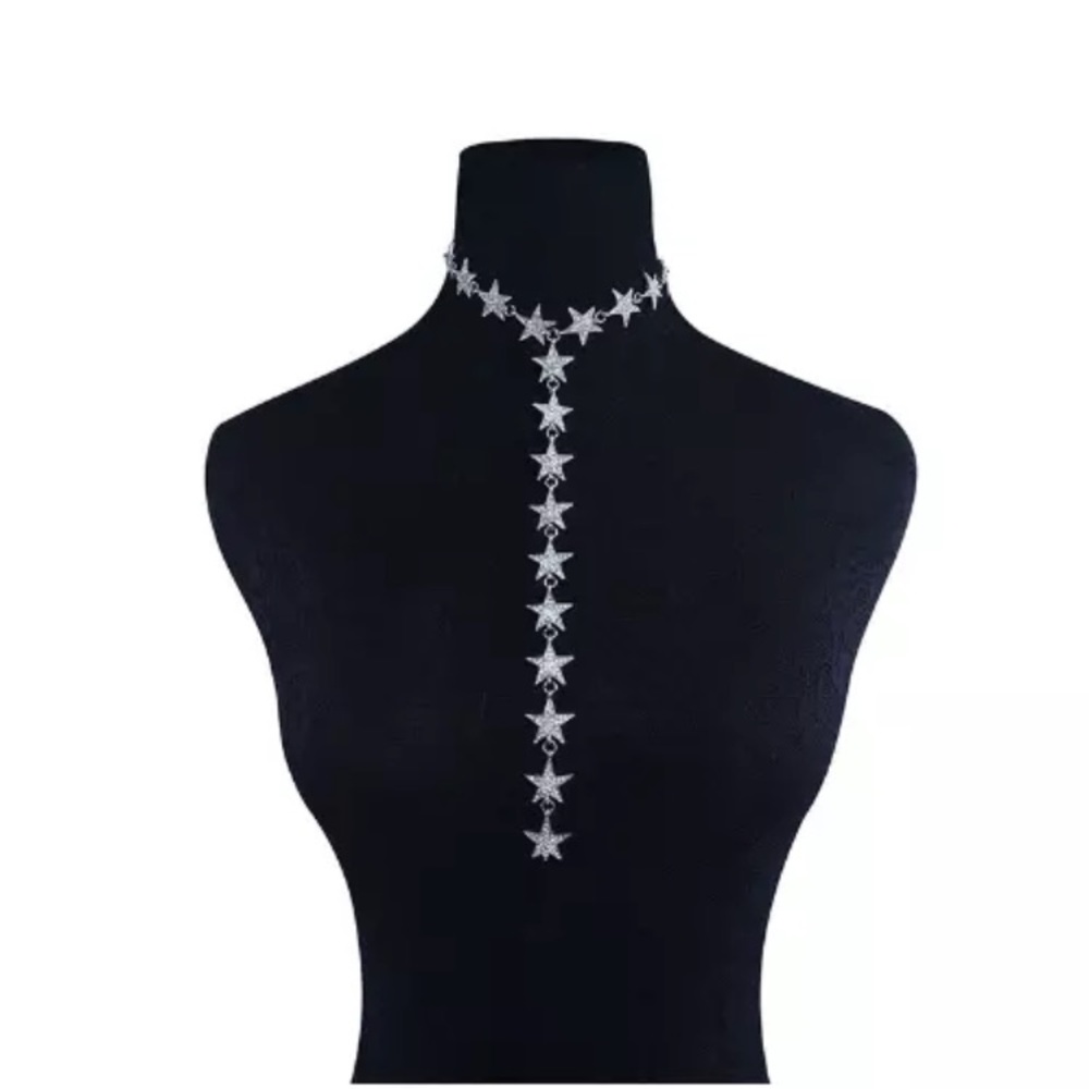 ‘Manhattan’ Rhinestone star choker lariat necklace - Picture 4 of 5