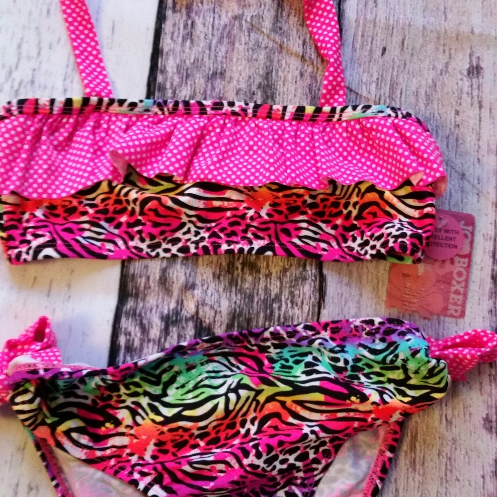 Girls Sz 10-12 Joe Boxer Multi-Color Zebra bikini