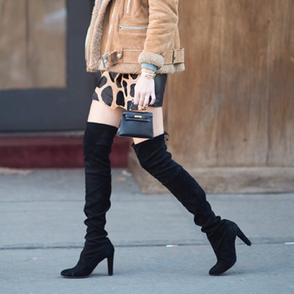 Marc Fisher Black Suede Over the Knee Heel Boots