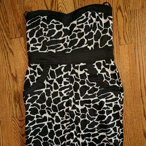 Black and white animal print knee length dress