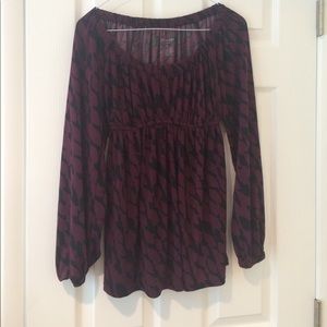 Plum and black maternity blouse