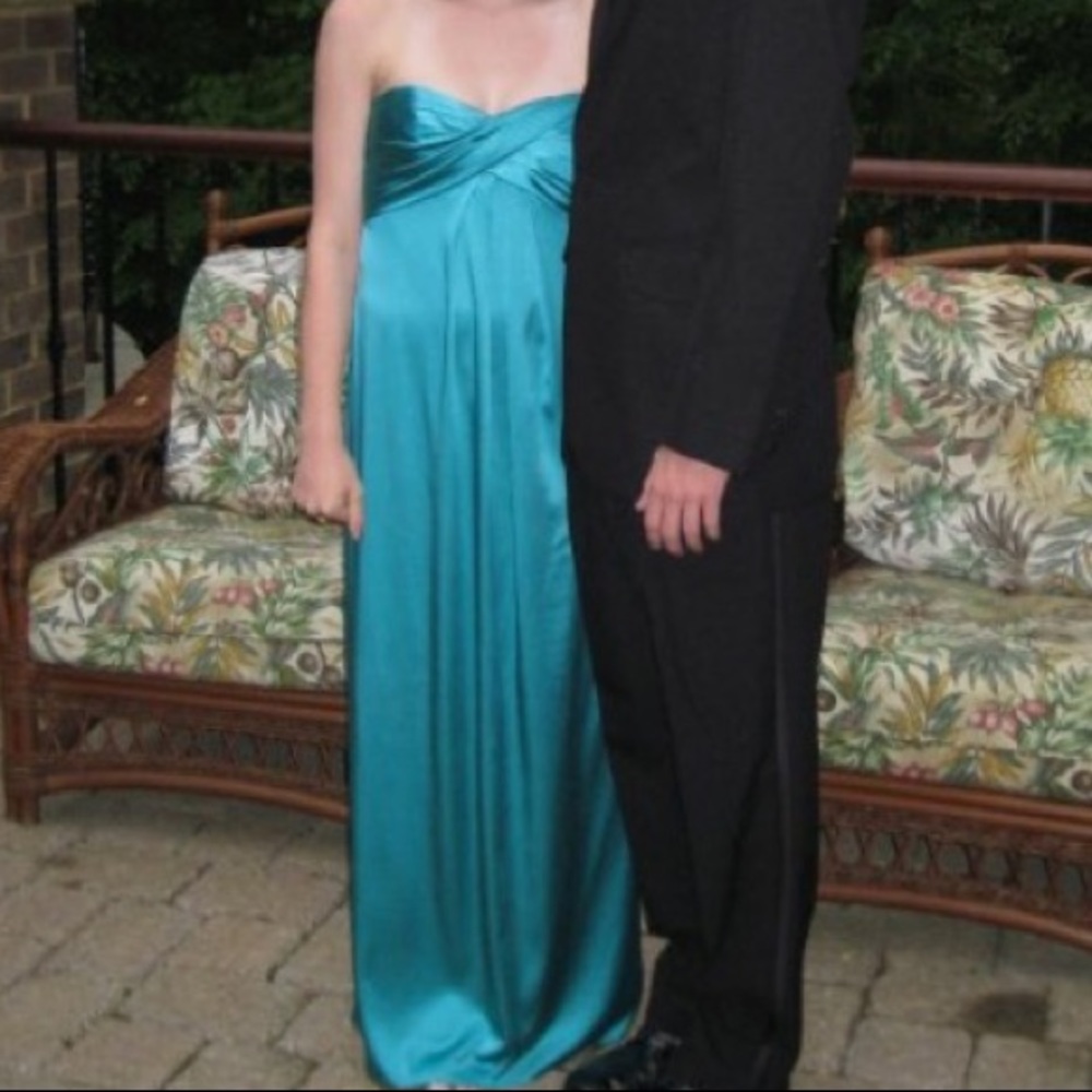 Turquoise silk Nicole Miller gown, size 2