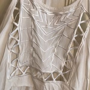 White tank top with cutouts great for a night out