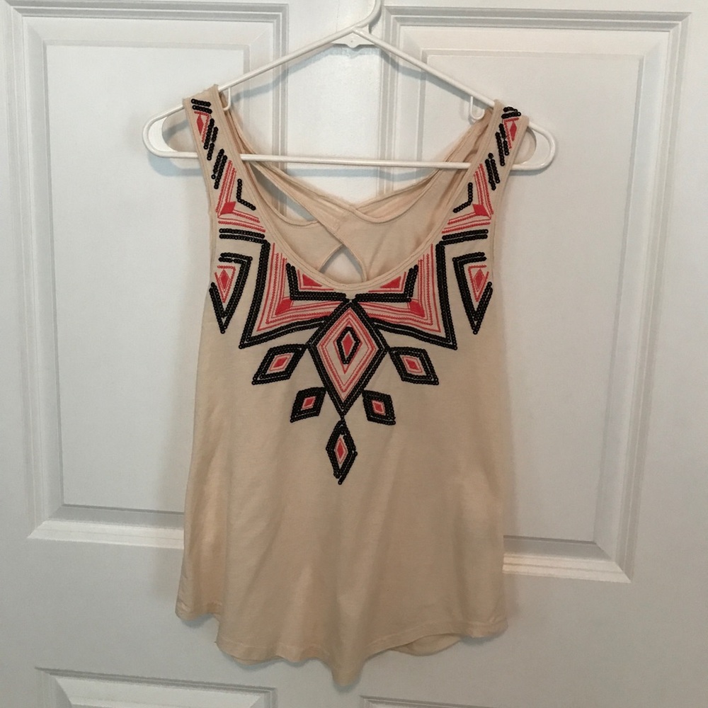 Boho cross back detailed top