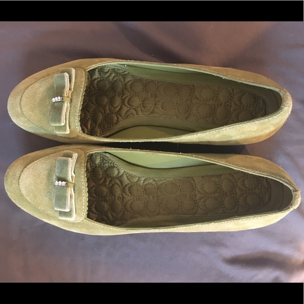 Coach green suede loafers