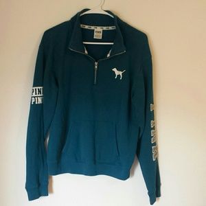 PINK brand, teal, half zip hoodie