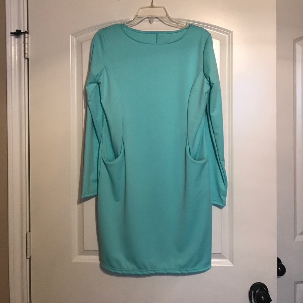 Teal dress with pockets
