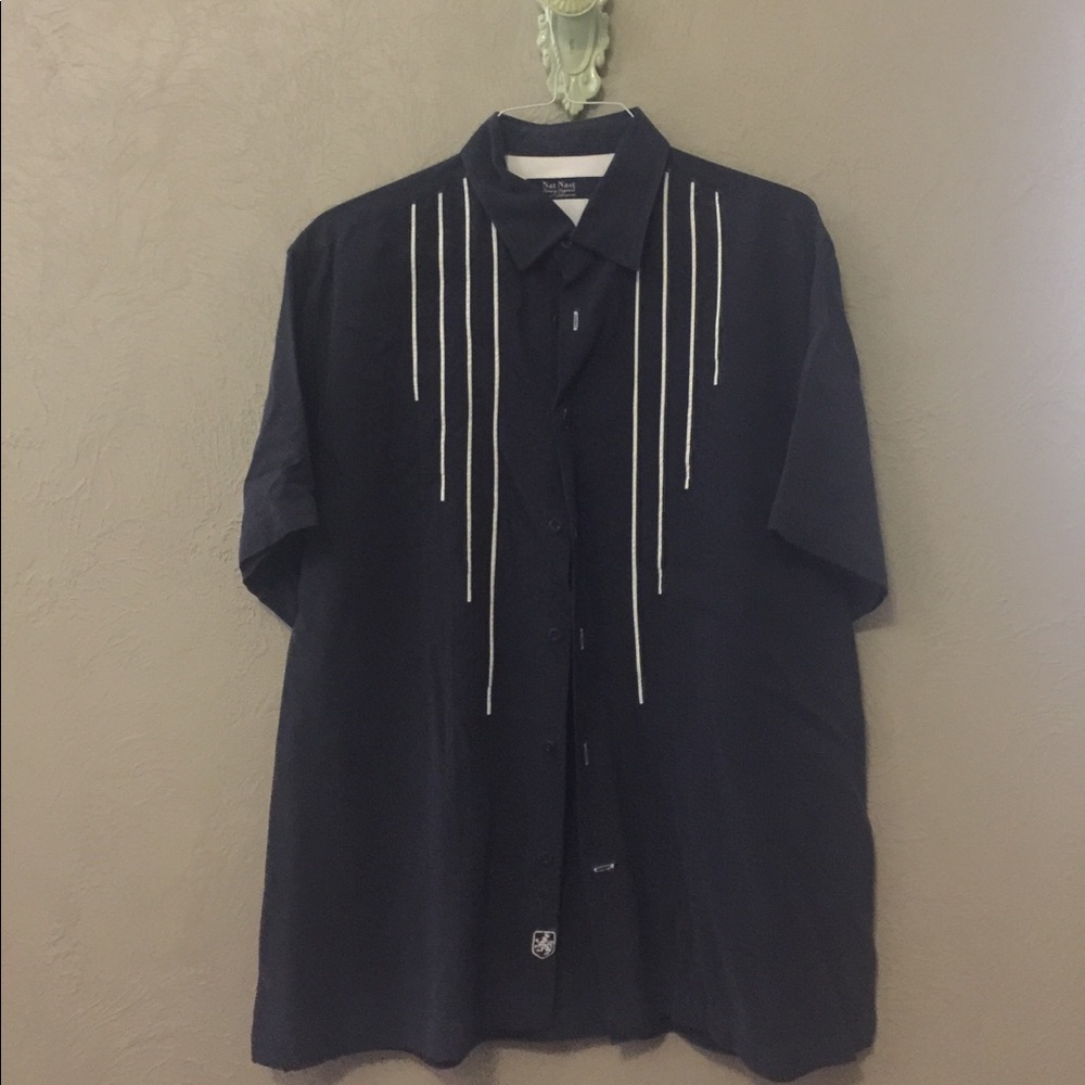 Men's silk shirt.  Navy