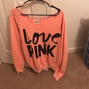 Off the Shoulder Pink Sweatshirt