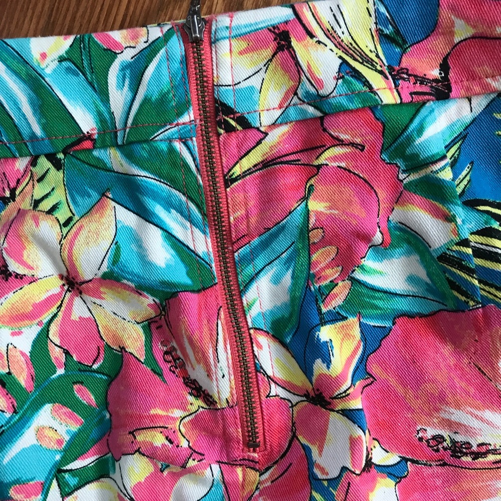 LOFT Tropical Flower Print Skirt Hibiscus Floral - Picture 5 of 8