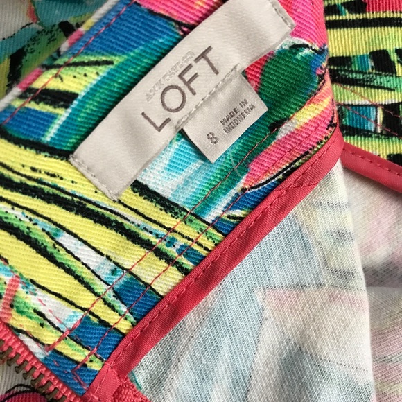 LOFT Tropical Flower Print Skirt Hibiscus Floral - Picture 7 of 8