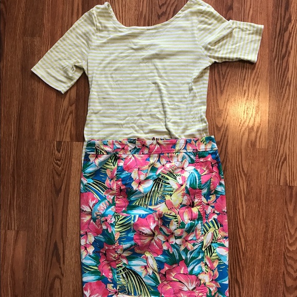 LOFT Tropical Flower Print Skirt Hibiscus Floral - Picture 3 of 8