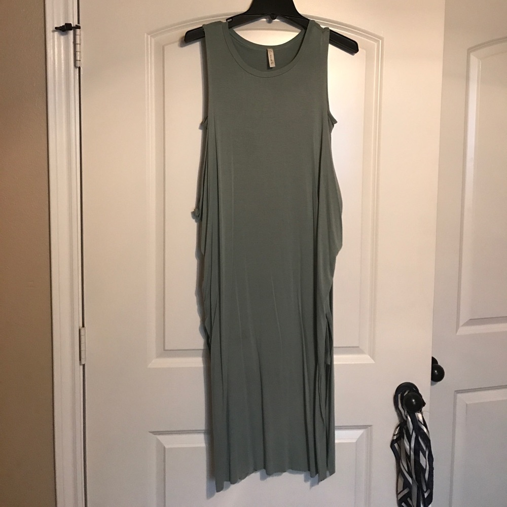 Olive split side dress
