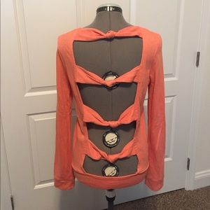 OBEY knotted open back LS sweater w/ crew neck