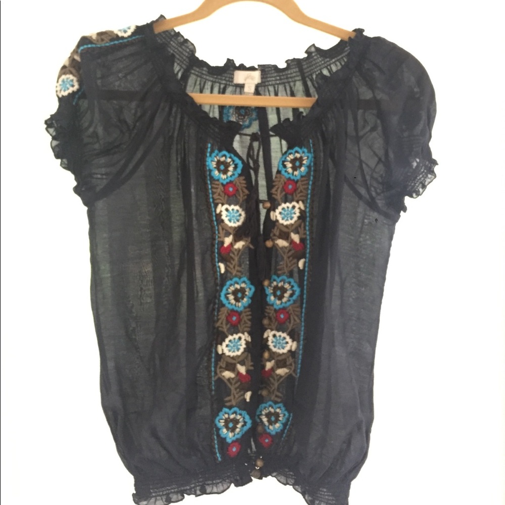 Joie navy embellished top