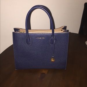 Michael Kors Mercer Large Leather Tote Navy