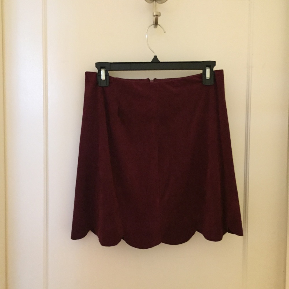 Aqua Faux Suede Scallop Mini Skirt