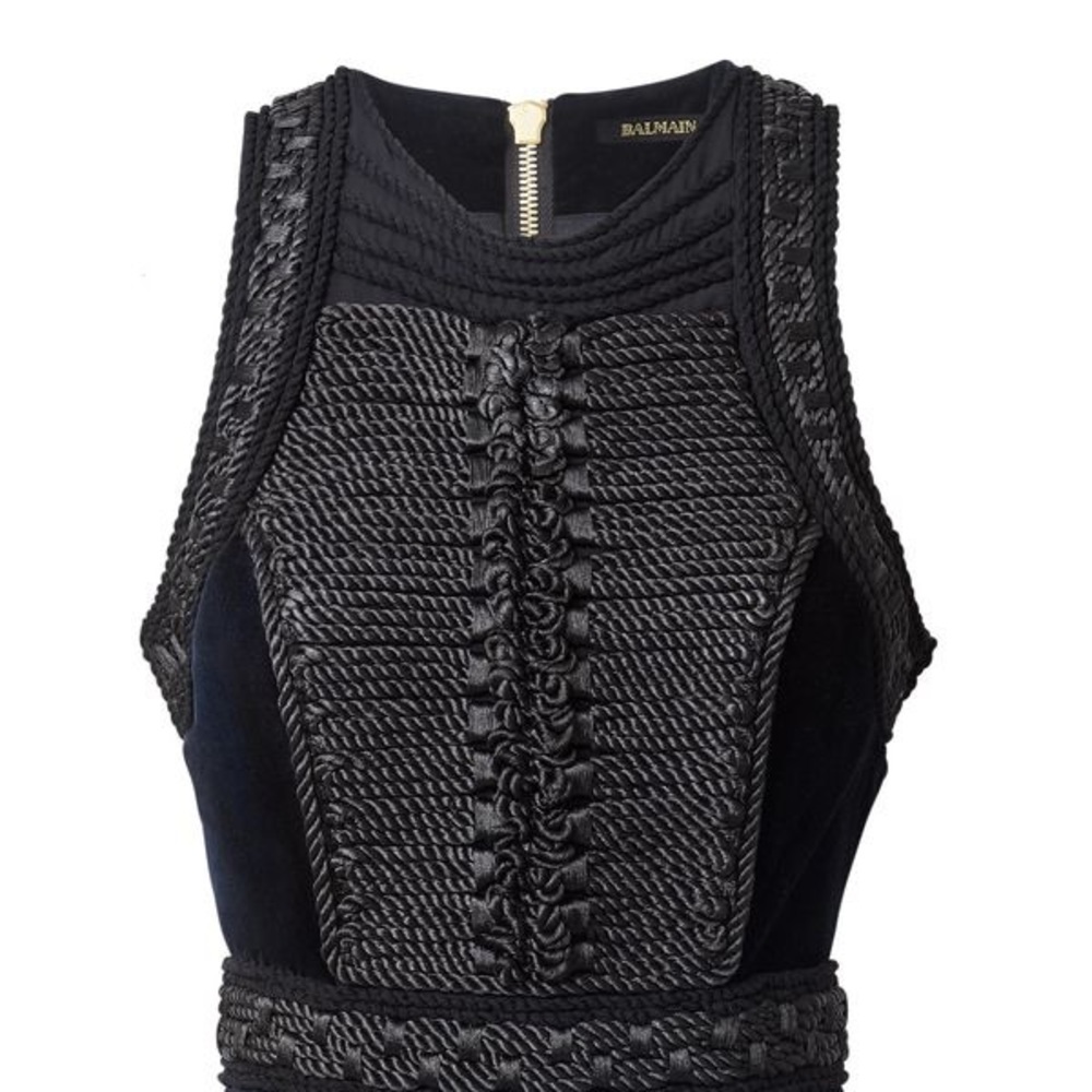 Balmain H&M Braided Rope Velvet Dress 6 NWT!