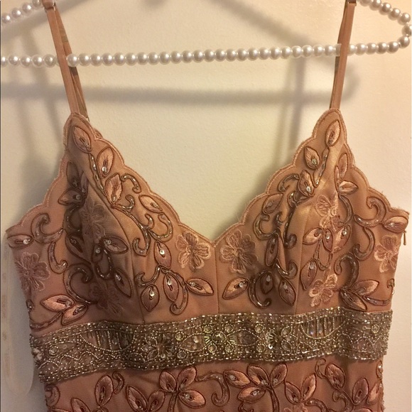 Rose Gold Sue Wong Beaded Cocktail Dress - Picture 3 of 8