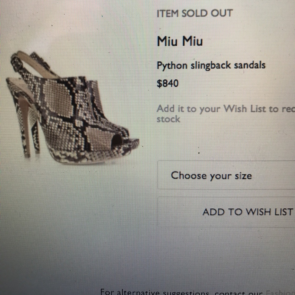 miu miu genuine python peep toe slingbacks size 39 - Picture 3 of 3