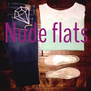 Nude faux-patent-leather flats!