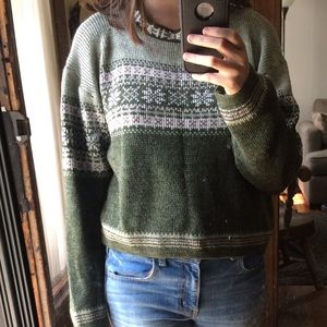 Vintage Green Snowflake Sweater