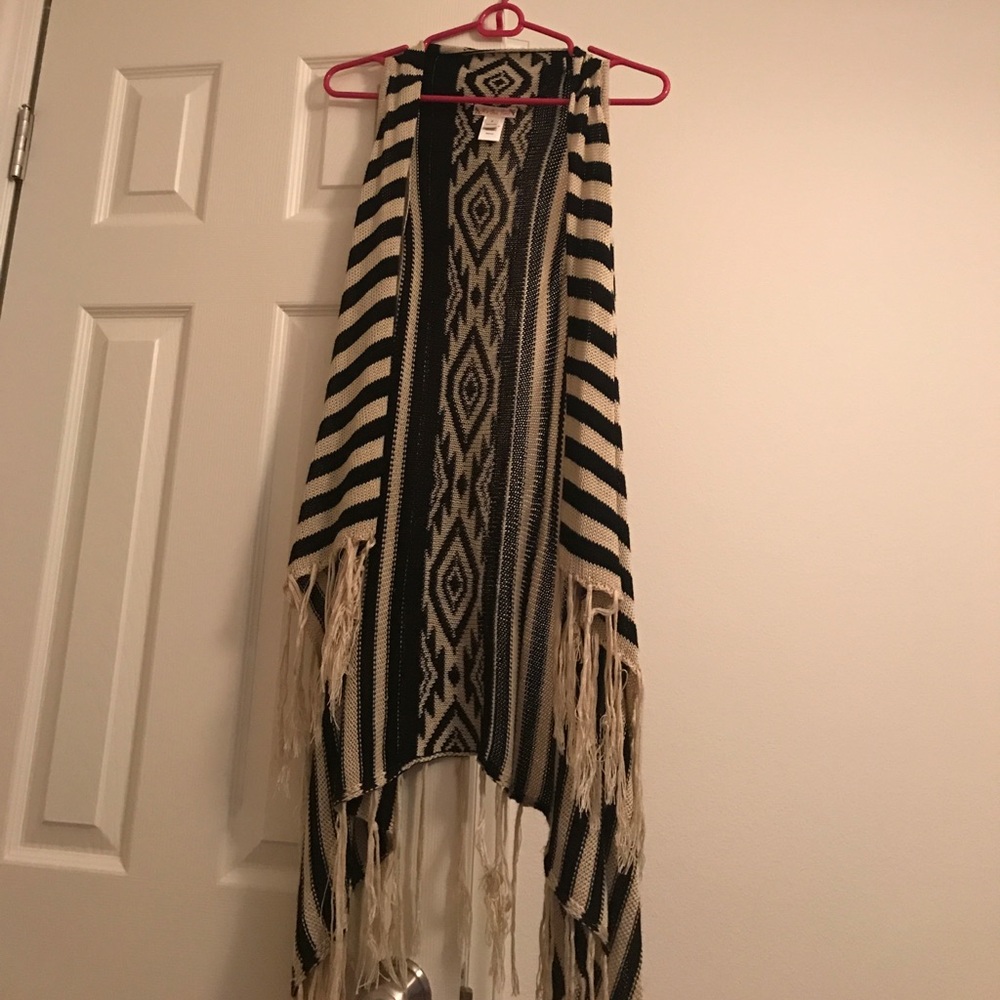 Striped Fringe Sweater Vest