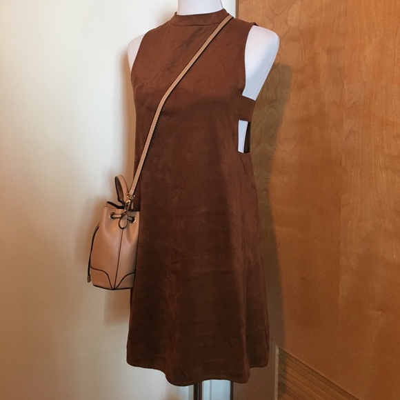 Mod-style Suede Mini Dress - Picture 1 of 4